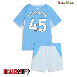 Manchester City Abdukodir Khusanov #45 Prima Maglia Bambino 2026-27 Manica Corta (+ Pantaloni corti)